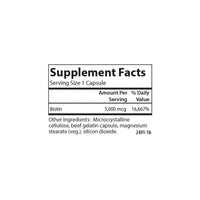 Thumbnail for Carlson - Biotin, 5000 mcg, Healthy Hair, Strong Nails & Energy Production, 50 Capsules