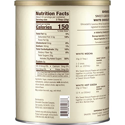 Ghirardelli Sweet Ground White Chocolate Flavor Powder, 3.12 lbs.