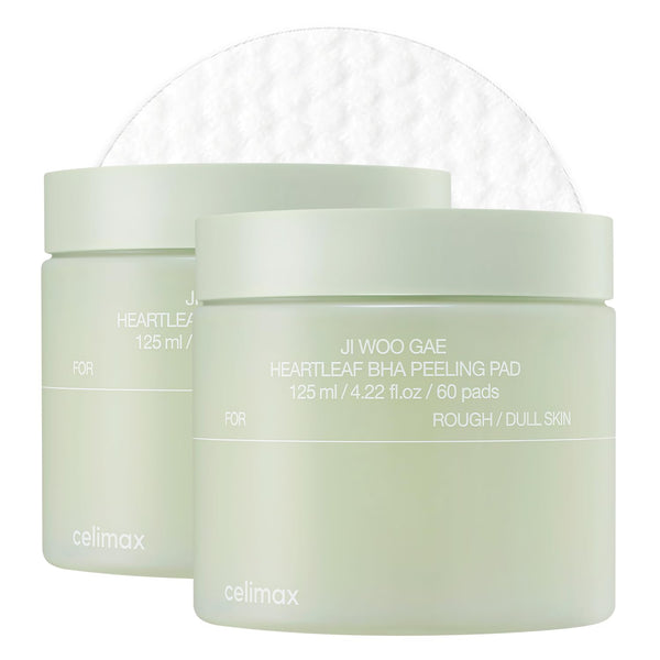 celimax Ji.Woo.Gae Heartleaf BHA Peeling Pad Double Edition | with Heartleaf Extracts, Exfoliating Toner Pads, Facial Peels, Hydrating, For Troubled Skin & Breakouts, Mother's Day Gift (60pads*2)