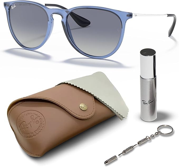 Ray-Ban RB4171 ERIKA COLOR MIX Phantos Shaped Non-Polarized Sunglasses for Women – Includes Official RAYBAN Eyewear Kit – Ideal Formal & Casual Wear Sunglasses – Blue Gradient Lens