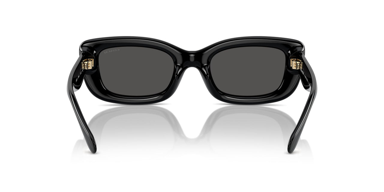 COACH Women's HC8390U Sculpted C Hardware Universal Fit Rectangular Sunglasses, Black/Grey Solid, 51 mm