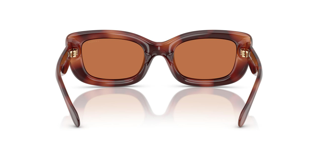 COACH Women's HC8390U Sculpted C Hardware Universal Fit Rectangular Sunglasses, Caramel Tortoise/Brown Solid, 51 mm
