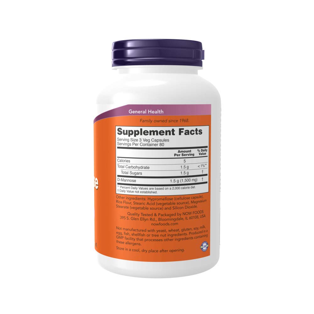 Now Foods D-mannose 500 mg,240 Veg Capsules