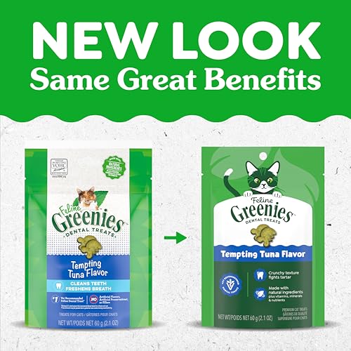 Greenies Cat Treats, Veterinarian-Recommended Adult Natural Dental Cat Treats, Tempting Tuna Flavor, 2.1 oz. Pack