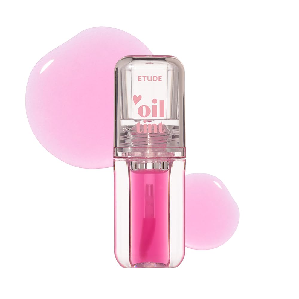 ETUDE Dear Darling Oil Tint #6 Pink Oil 4g | High Moisturizing and Strong Hydrating Lip Oil/Lip Gloss | Smooth and Moist Lips | Non-Sticky Lip Oil Tint For Dry Lips | K-beauty