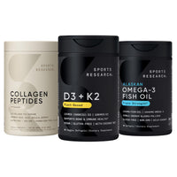 Thumbnail for Sports Research® Body Wellness Pack - Vitamin D3 5000iu + K2 100mcg, Omega-3 Fish Oil 1250, and Organic Collagen Peptides