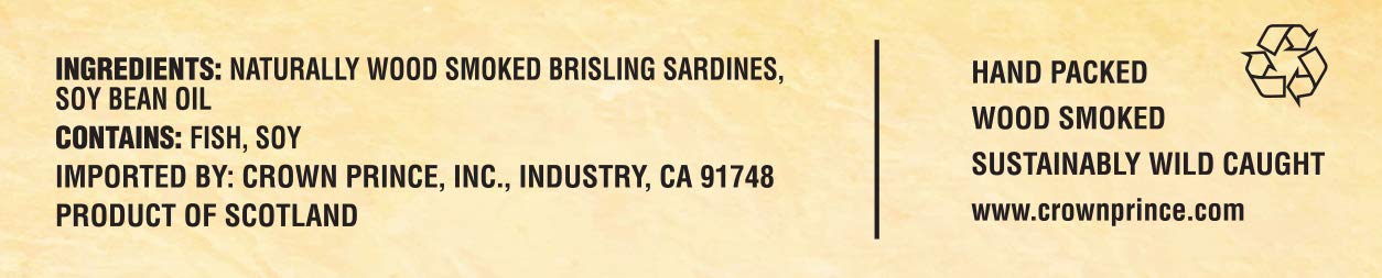 Crown Prince One Layer Brisling Sardines in Oil, No Salt Added, 3.75-Ounce Cans (Pack of 12)