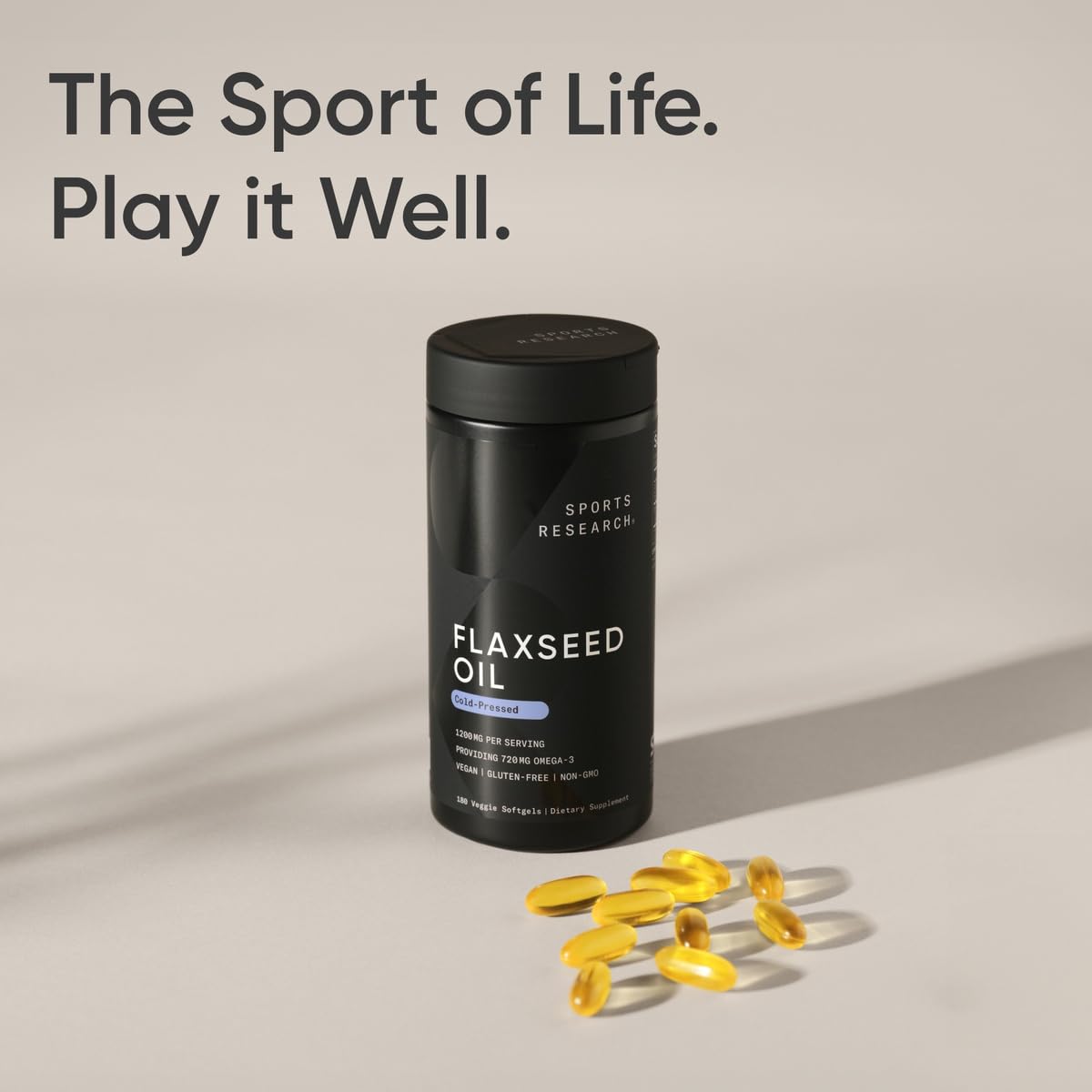 Sports Research® Vegan Flaxseed Oil (1200mg) Herbal Supplement with Plant-Based ALA Omega 3 - Vegan Certified & Non-GMO Verified - Gluten, Soy & Carrageenan Free (180 Veggie Softgels)