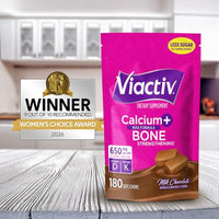 Thumbnail for Viactiv Calcium + Vitamin D Supplement Soft Chews for Women & Men - Chewable Calcium for Bone Health Support, 650 mg per Serving, Vitamin D & K for High Absorption - 180 Count, Milk Chocolate