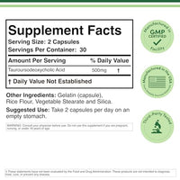 Thumbnail for TUDCA Bile Salts Liver Support Supplement, 500mg Servings, Liver and Gallbladder Cleanse Supplement (60 Capsules, 250mg) Genuine Bile Acid TUDCA with Strong Bitter Taste by Double Wood