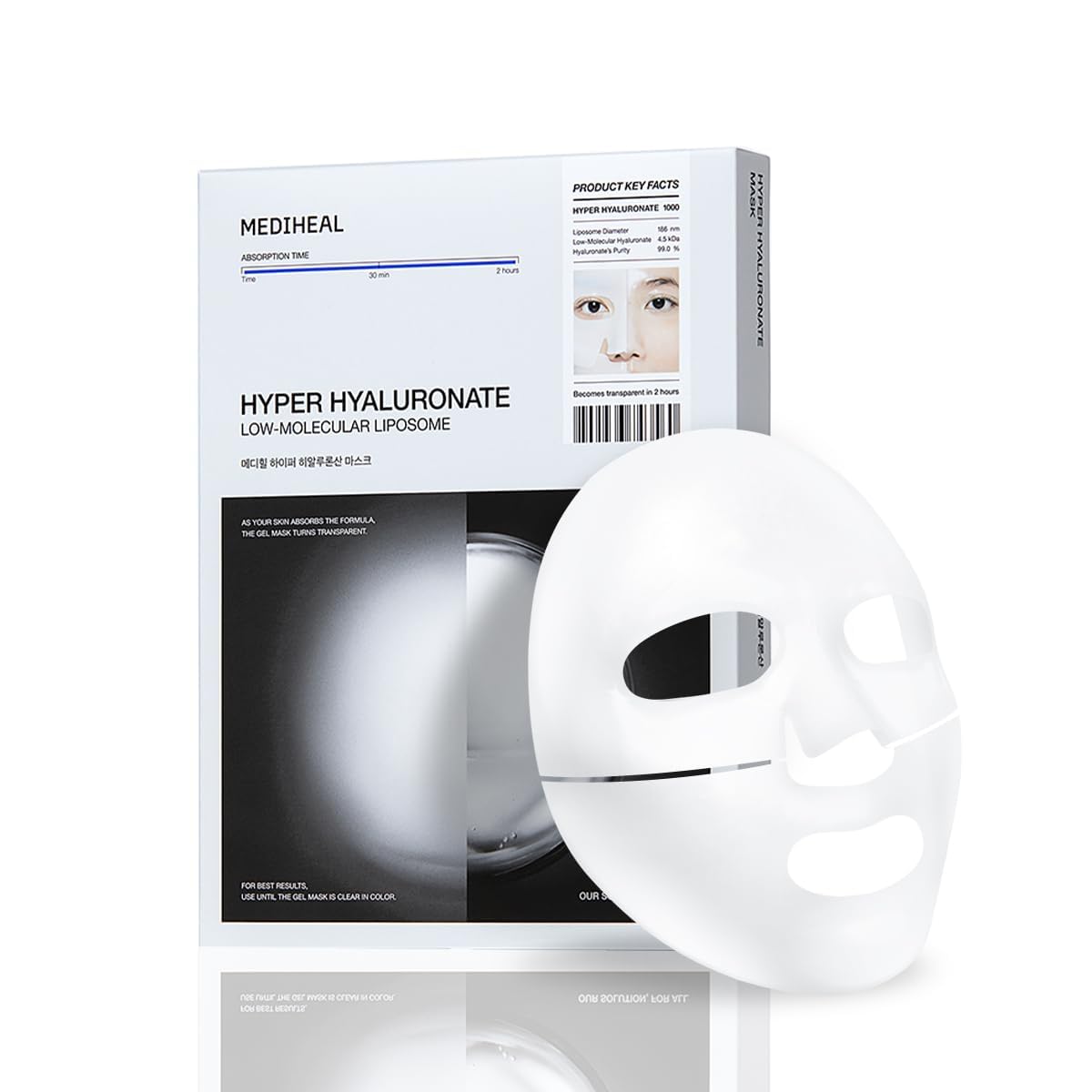 Mediheal Hyper Hyaluronate - Hydrogel Moisture Deep Mask, Overnight Hydrating & Plumping Gel Mask, Long-Lasting Moisture Lock, Smooth & Supple Skin Care, Korean Skincare (10ea)