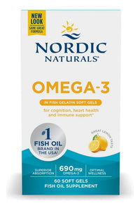 Thumbnail for Nordic Naturals Omega-3 in Fish Gelatin, Lemon Flavor - 60 Fish Gels - 690 mg Omega-3 - Fish Oil - EPA & DHA - Immune Support, Brain & Heart Health, Optimal Wellness - Non-GMO - 30 Servings