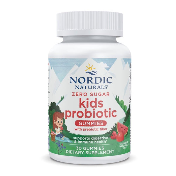 Nordic Naturals Zero Sugar Kids Probiotic Gummies - Strawberry Watermelon Flavor - 30 Gummies - Supports Digestive Wellness & Immune Health - Non-GMO - Third Party Tested - Vegan - 30 Servings