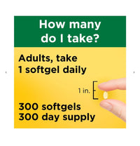 Thumbnail for Vitamin D3, 300 Softgels, Vitamin D 1000 IU (25 mcg) Helps Support Immune Health, Strong Bones and Teeth, & Muscle Function, 125% of the Daily Value for Vitamin D in Only One Daily Softgel