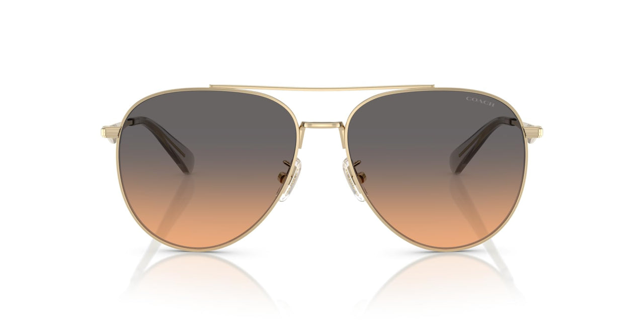 COACH Women's HC7169 Aviator Sunglasses, Shiny Light Gold/Smokey Peach Gradient, 57 mm