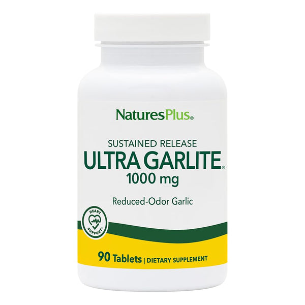 NaturesPlus Ultra Garlite 1000 mg - 90 Tablets - Reduced-Odor Garlic - Nutritional Support for Free-Radical Defense & Immune Health - Sustained Release - 90 Servings