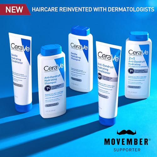 CeraVe Hydrating Anti Dandruff Shampoo, 1% Pyrithione Zinc Dandruff Treatment With Ceramides, Niacinamide, Hyaluronic Acid, Eliminate Flake,Provides Itchy Scalp Relief, Sulfate-Free, 12 Oz (Pack of 2)