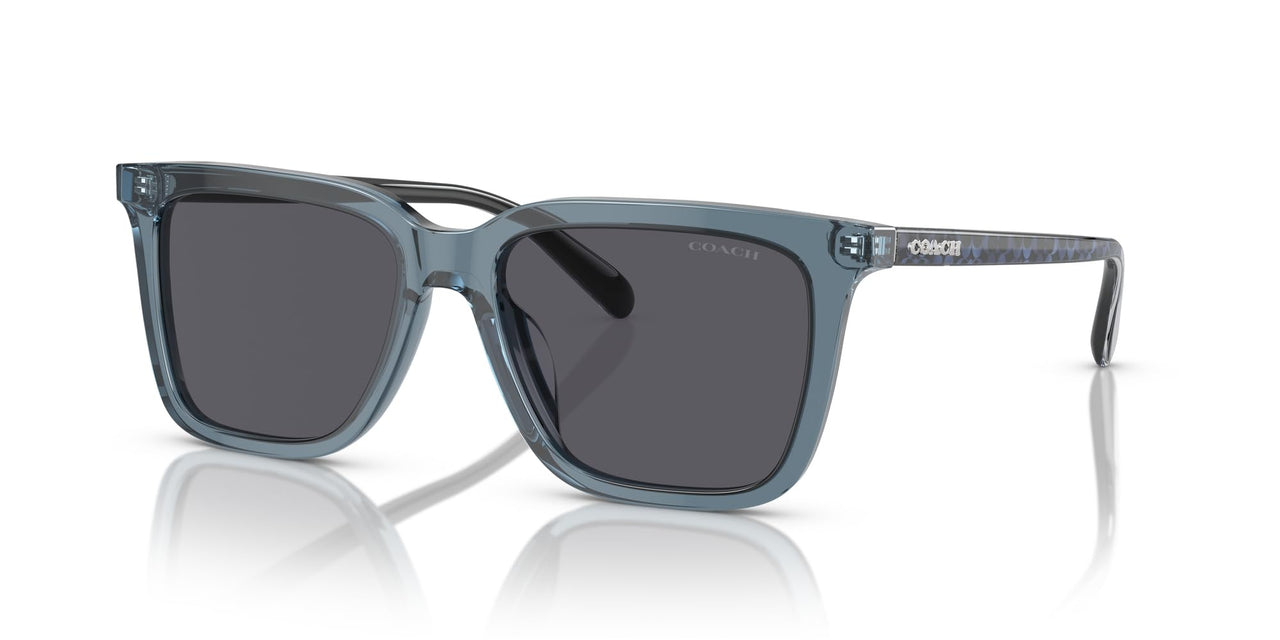 Coach HC8385U Universal Fit Sunglasses, Transparent Blue/Blue Solid, 54 mm
