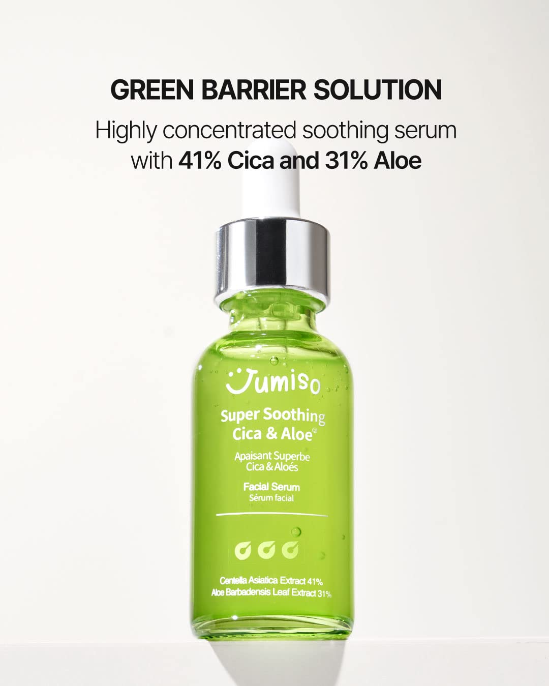 JUMISO Super Soothing Cica & Aloe Facial Serum, Moisturizing, Calming & Revitalizing, Korean Skincare, Vegan Cica Serum, Aloe Serum, 1.01 fl.oz