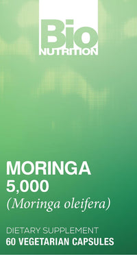Thumbnail for Bio Nutrition Moringa 5000mg 60 Vegetarian Capsules | Complete Green Superfood | Nature's Multivitamin | Energy and Gut Health