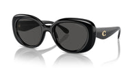 Thumbnail for COACH Women's HC8391U Sculpted C Hardware Universal Fit Oval Sunglasses, Black/Grey Solid, 53 mm