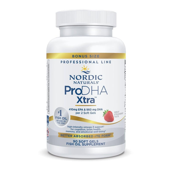 Image 1 of Nordic Naturals ProDHA Xtra, Strawberry - 90 Soft Gels - 1660 mg Omega-3 - High-Intensity DHA Formula for Neurological Health, Mood & Memory - Non-GMO - 45 Servings