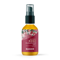 Thumbnail for Badger Rose Face Cleansing Oil, Organic Facial Cleanser & Makeup Remover, Non-Greasy Moisturizing Skin Balancing Gentle Face Cleanser w/Pure Rose Oil, 2 fl oz Glass Bottle