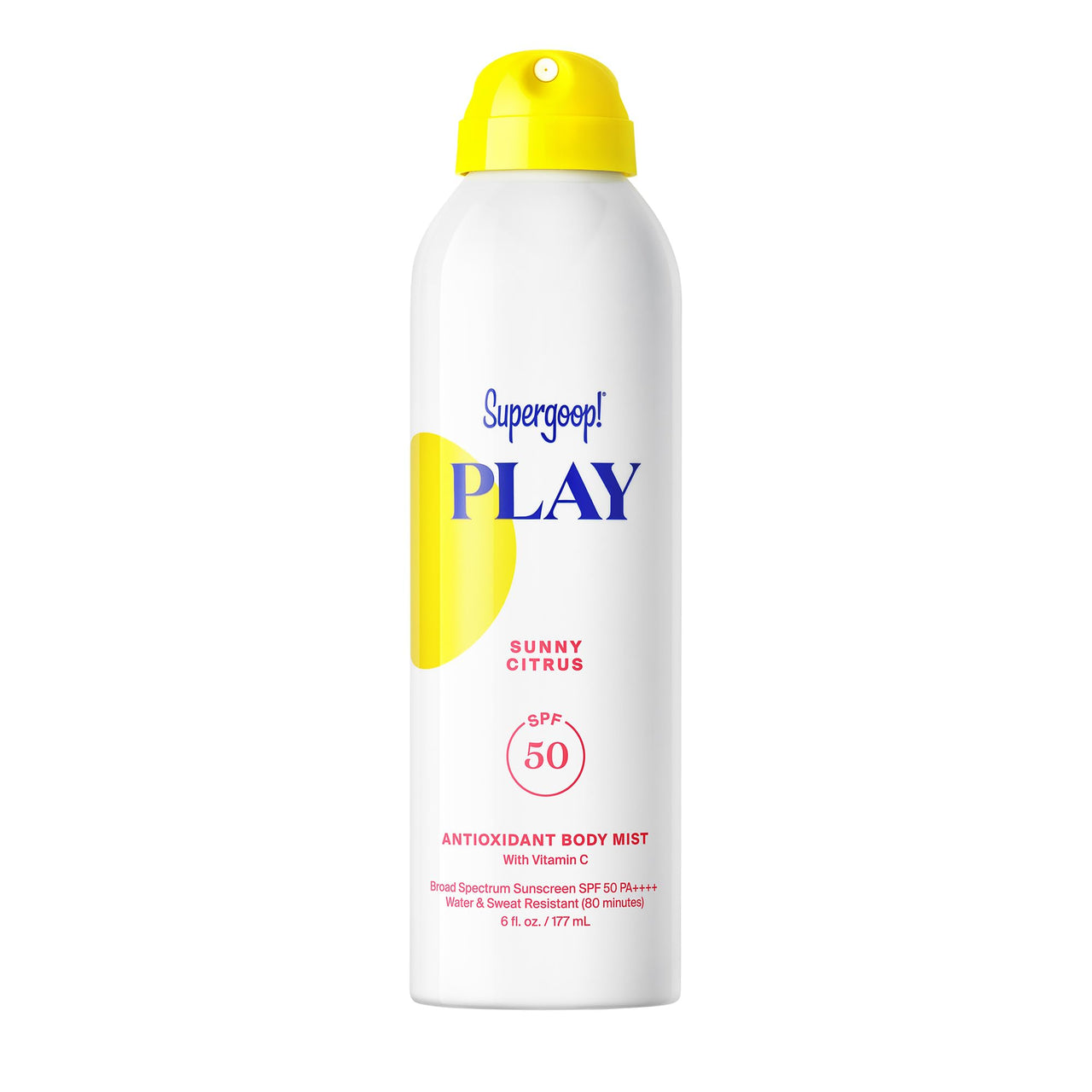 Supergoop! PLAY Antioxidant Body Mist w/Vitamin C - 6 fl oz - SPF 50 PA++++ Broad Spectrum Sunscreen - Body Spray - Great for Active Days