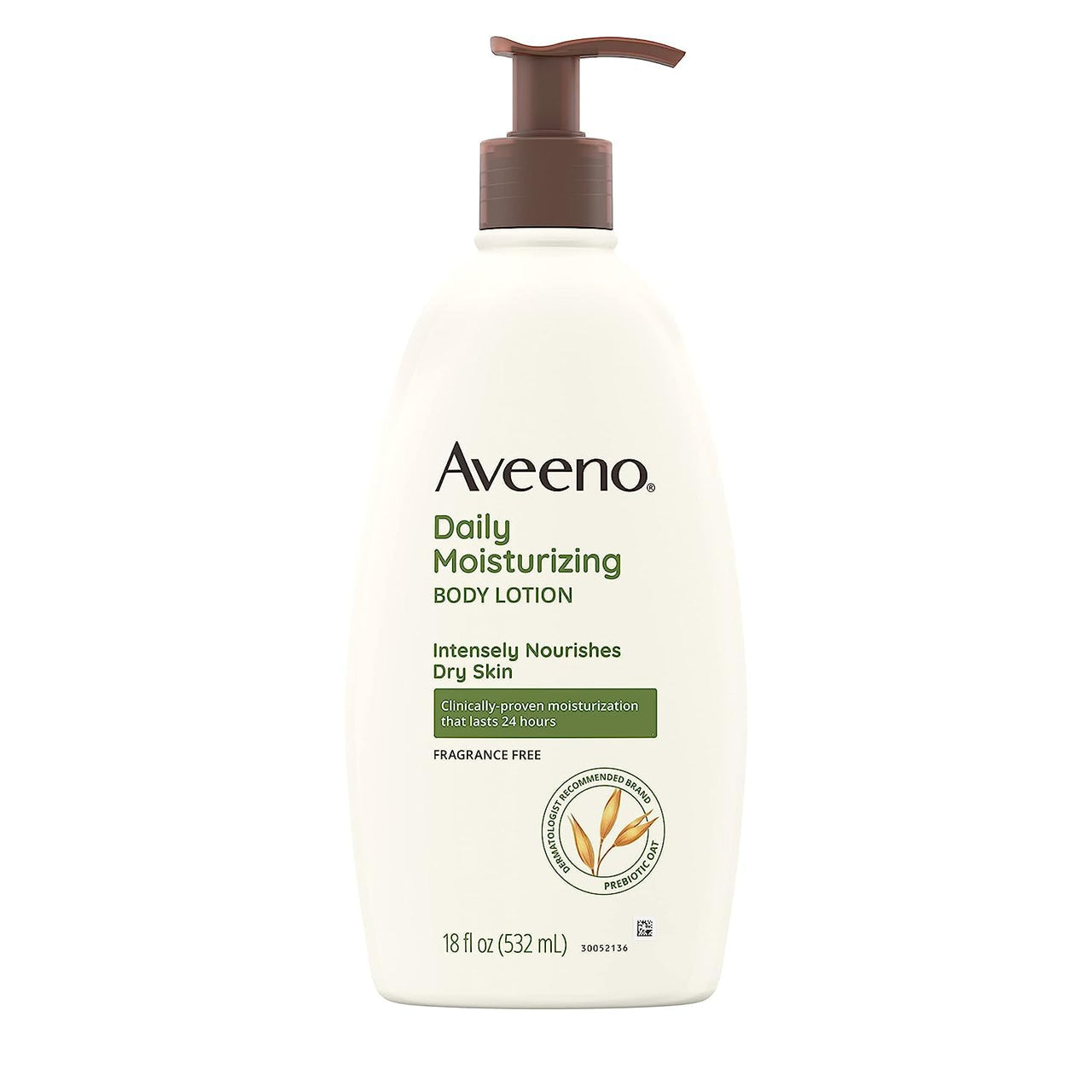 Aveeno Daily Moisturizing Body Lotion for Dry Skin with Prebiotic Oat, Fragrance & Paraben Free, Non-Greasy, Non-Comedogenic, for Sensitive Skin & 48-Hour Moisturizer 18 Fl Oz