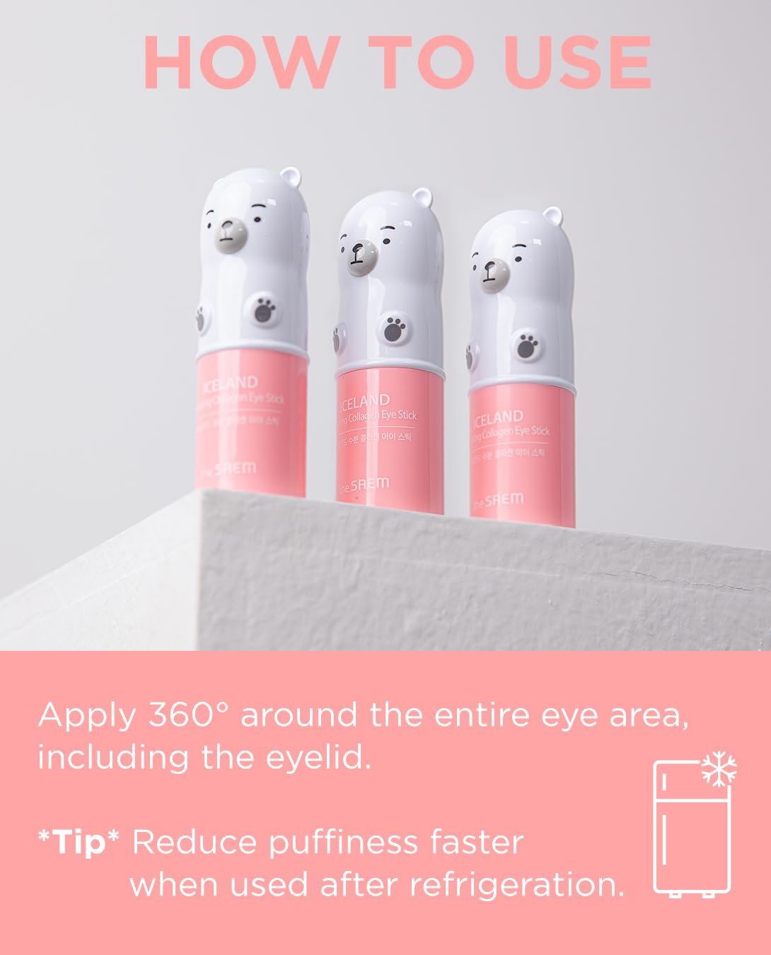 THESAEM Iceland Hydrating Collagen Eye Stick 0.24oz - Anti-wrinkle Moisturizing Eye Balm for Saggy Skin – Under Eye Treatment - Balm to Smooth Skin Texture - Rose Scent