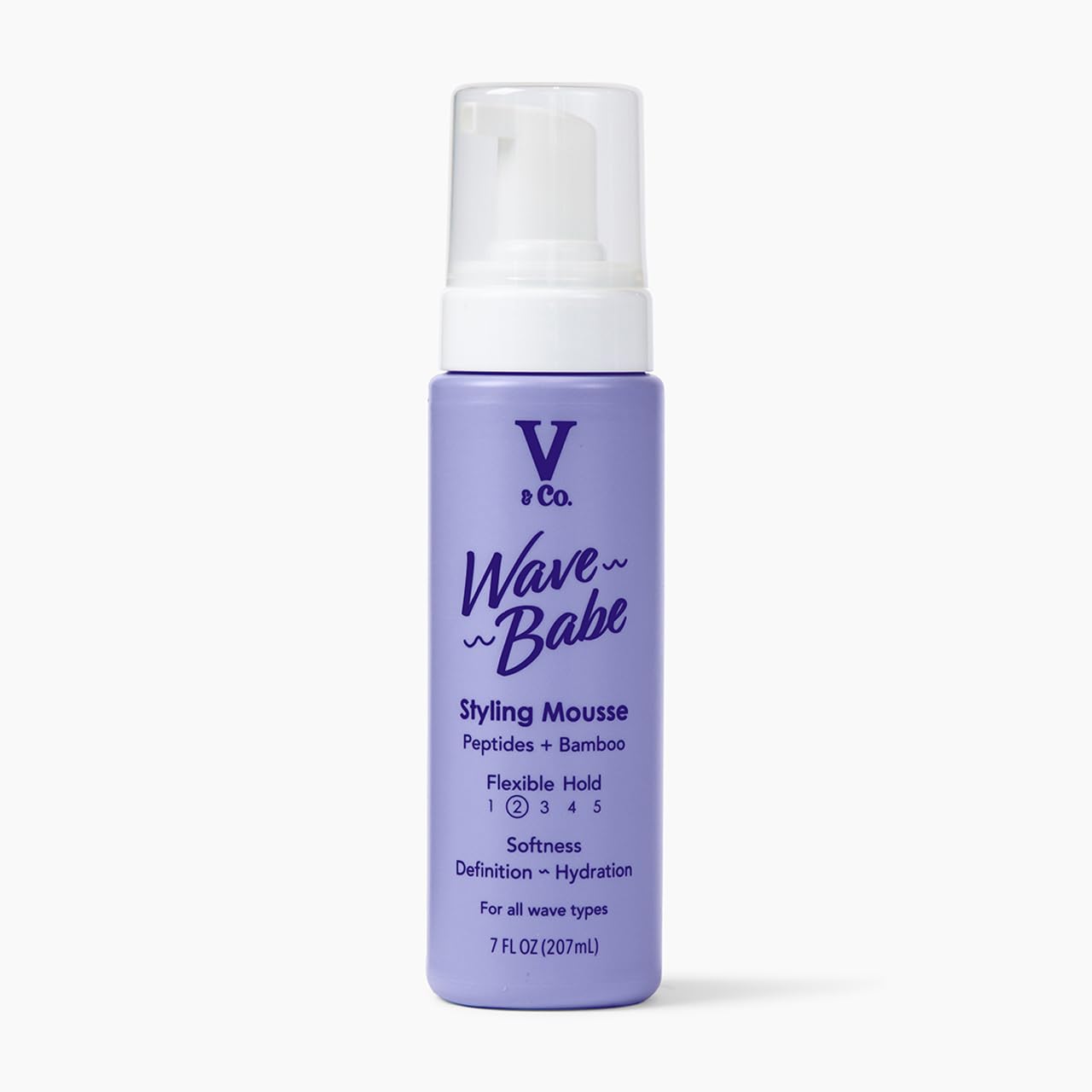 V&Co. Wave Babe Styling Mousse – Hair Mousse for Wavy Hair, Frizz Control & Volume – Lightweight Flexible Hold,Hydrating Hair Styling Product with Peptides & Bamboo Extract – 7 oz