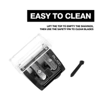 Thumbnail for Palladio Double Barrel 3 in 1 Cosmetic Pencil Sharpener with Cover, Stainless Steel Blade, Size Adjuster, Essential for Small and Extra Large Lip Liner, Eyeliner, Brow Pencils