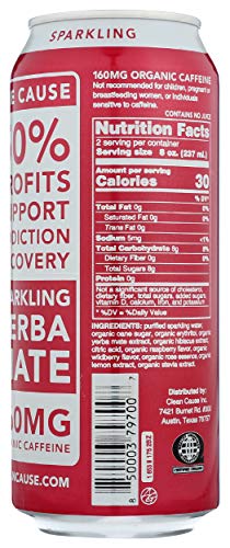 Clean Cause, Yerba Mate Energy Drink, Raspberry, 16 oz (Pack of 2)