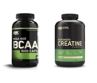 Thumbnail for Optimum Nutrition Instantized BCAA Capsules, Keto Friendly Branched Chain Essential Amino Acids (400 Count) with Micronized Creatine Monohydrate Powder, Unflavored (120 Servings) - Bundle Pack
