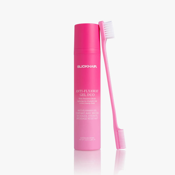SlickHair Anti-Flyaway Gel Duo - Gel Duo with precision brush for Frizz & Flyaways, Hair Gel in Pump, Strong Hold, Non Flakey and Non Greasy - 3.34 Oz