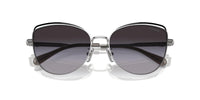 Thumbnail for COACH Women's HC7162 Cat Eye Sunglasses, Shiny Silver/Black/Grey Gradient, 57 mm