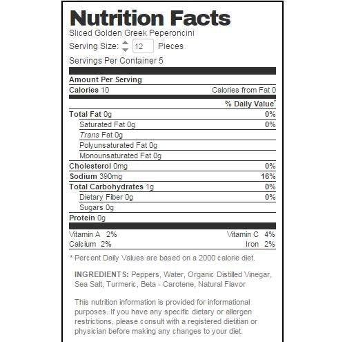 Jeff's Naturals Sliced Golden Greek Peperoncini (Pack of 6)