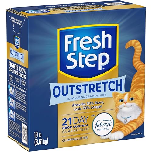 Fresh Step Outstretch Long Lasting Clumping Litter With Febreze Freshness, Activated Charcoal Litter Lasts 50% Longer, 19 lb. Box