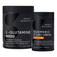 Thumbnail for Sports Research® Gut Health - Fermented L-Glutamine and Turmeric Curcumin C3 Complex® w/BioPerine Black Pepper Extract (60 Servings Each)