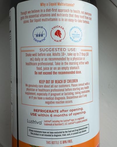 MARYRUTH'S Liquid Multivitamin+Hair Growth | Clinically Tested for Thicker Hair & Facial Wrinkles in Women | Biotin 10000mcg | Lustriva Hair Growth Supplement | Skin Care | Age 18+ | 30 Fl Oz