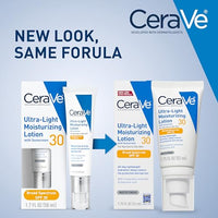 Thumbnail for CeraVe Ultra-Light Moisturizing Lotion With SPF 30, Daily Face Moisturizer with SPF, Formulated with Hyaluronic Acid & Ceramides, Broad Spectrum SPF, Oil Free, Matte Finish, 1.7 Ounce