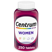 Thumbnail for Centrum Multivitamin for Women, Multimineral Supplement with Iron, Vitamin D3, B Vitamins and Antioxidant Vitamins C and E, Gluten Free, Non-GMO Ingredients - 250 Count