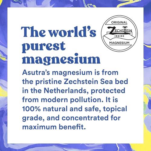 ASUTRA Ultimate Topical Magnesium Bundle, 4 fl oz Magnesium Oil Spray, 2 lb Bag of Bath Flakes, 6.76 fl oz Everyday Lotion, Derived from Zechstein Seabed