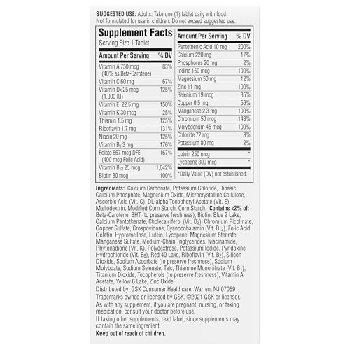 Centrum Silver Multivitamin for Adults 50 Plus, Multivitamin/Multimineral Supplement with Vitamin D3, B Vitamins, Calcium and Antioxidants, Gluten Free, Non-GMO Ingredients - 80 Count
