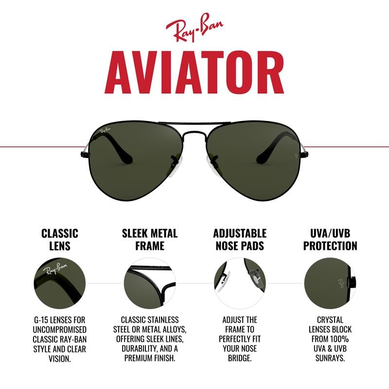 Ray-Ban RB3025 Classic Aviator Sunglasses, Gold Brown/G-15 Green, 55 mm
