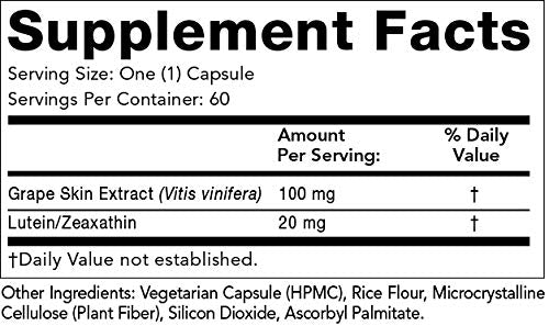 Olympian Labs Lutein 20 mg, 60 Capsules Formulated with FloraGLO and Grape Skin Extract, Supporting Healthy Vision and Eye Function