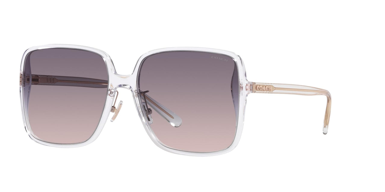 Coach HC8368D Sunglasses, Transparent Clear/Violet Pink Gradient, 61 mm