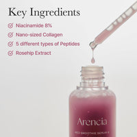 Thumbnail for Arencia Red Collagen + Peptide Smoothie Serum, 8% Niacinamide, Vitamin C, Vitamin E, lifting anti-aging serum for skin texture for glass skin