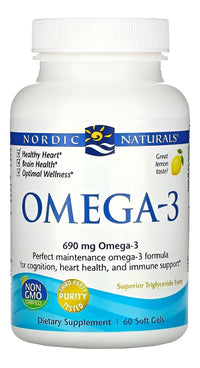 Thumbnail for Nordic Naturals Omega-3, Lemon Flavor - 60 Soft Gels - 690 mg Omega-3 - Fish Oil - EPA & DHA - Immune Support, Brain & Heart Health, Optimal Wellness - Non-GMO - 30 Servings