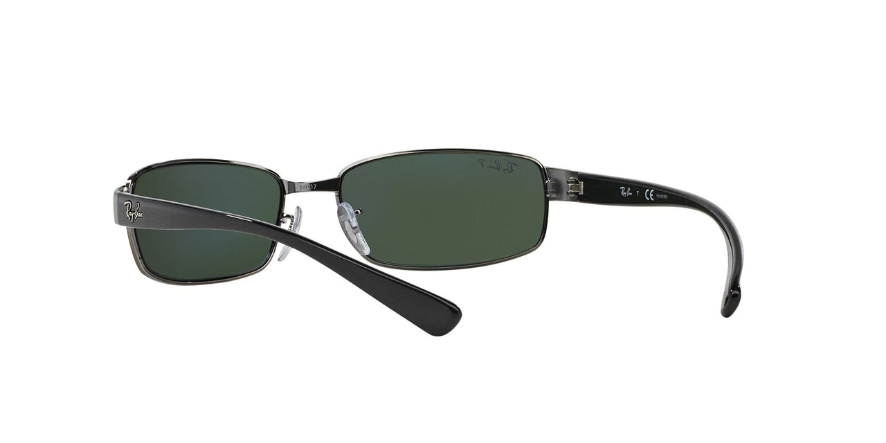 Ray-Ban RB3364 Metal Rectangular Sunglasses, Gunmetal/Polarized Green, 62 mm